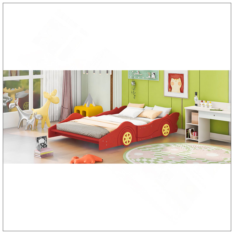 Lit plateforme avec roulettes Race, Double, Rouge