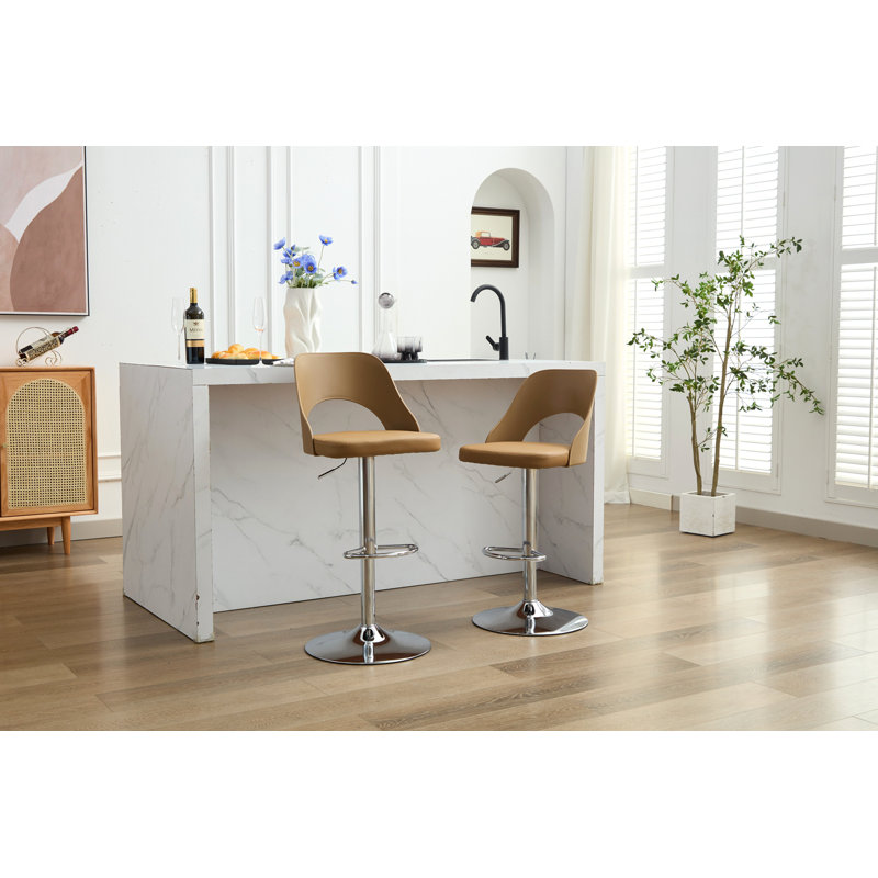 Ensemble de 2 tabourets de bar de style pu avec hauteur de comptoir, tabourets de bar réglables et pivotants avec dossier pour comptoir de bar et îlot de cuisine