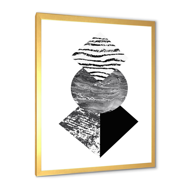 Feuille de palmier tropical avec formes géométriques abstraites I - impression sur toile, H 20 po x l 12 po x P 1po