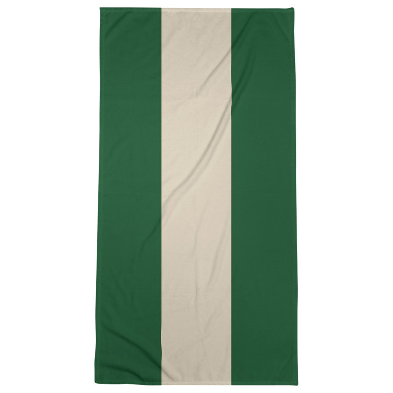 Cotton Blend Lightweight Bath Towel, Green/Cream