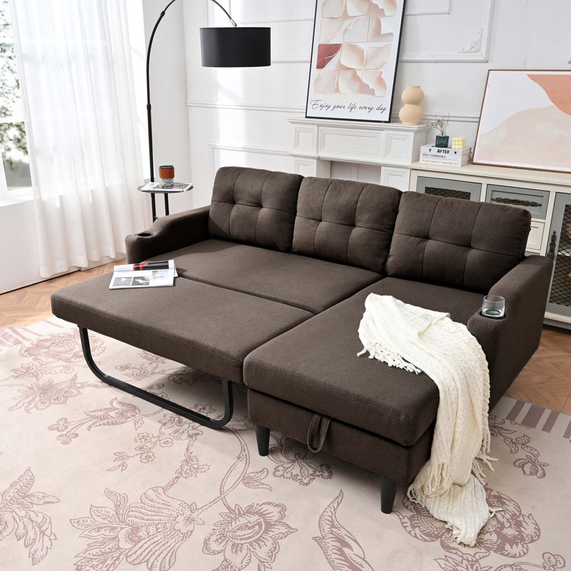 Canapé moderne avec rangement intégré et conception convertible pour un confort peu encombrant et une utilisation multifonctionnelle.