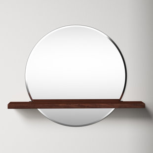 Circle Mirror Wall Decor, Small Brown Round Mirror, Makeup Wood Frame  Mirror, Vanity Circular Mirror for Wall, Walnut Colour Mirror 