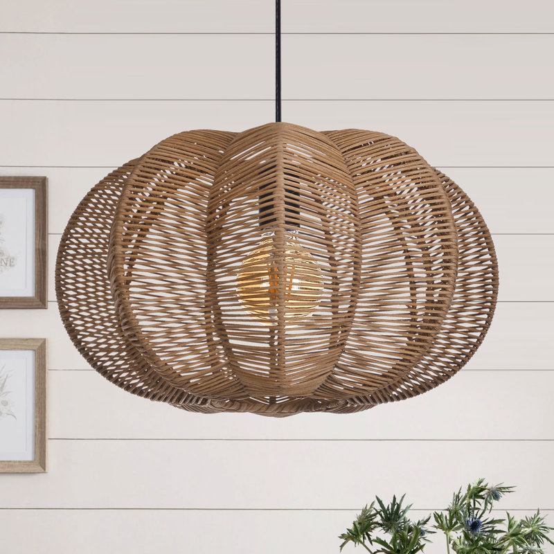 Luminaire suspendu en rotin tissé à la main, abat-jour bohème naturel pour îlot de cuisine