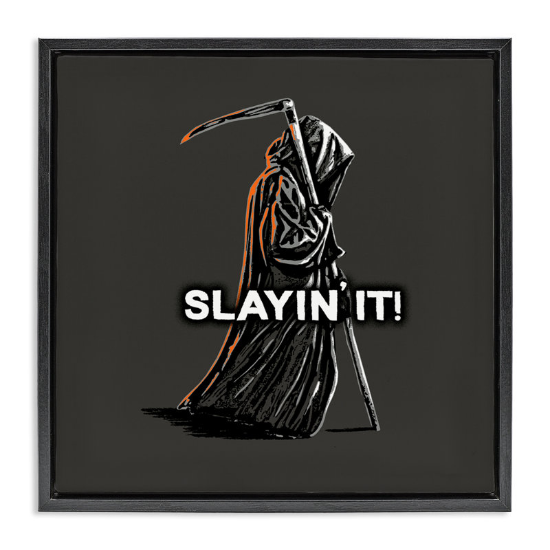 Cadre flottant Slayin 'It Grim Reaper, conception par Jedco Brands, Inc., H 18 po x l 18 po, Cadre flottant noir de jais