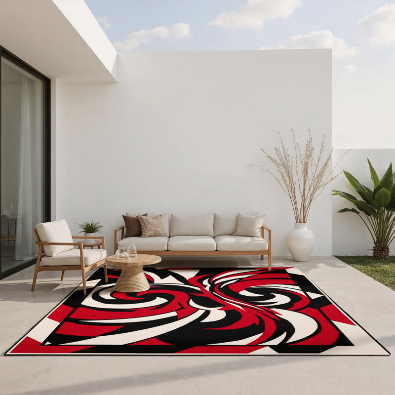 Tapis intérieur et extérieur Midnight Phoenix, Rectangle 1 pi 6 po x 2 pi 6 po