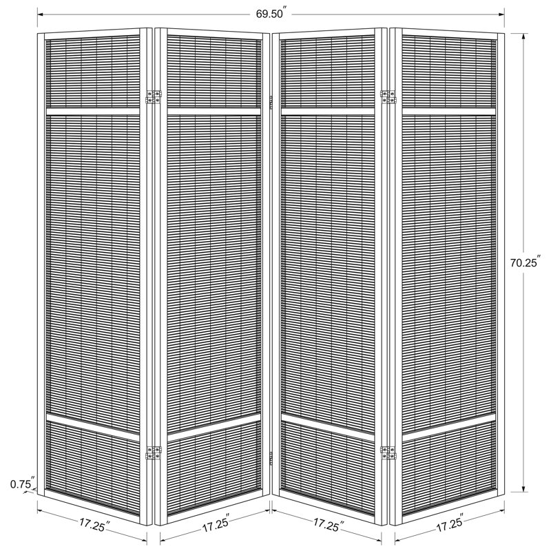Paravent pliable à quatre panneaux avec cadre naturel, charnières noires et charnières en métal, idéal pour créer un espace fonctionnel dans le paravent, portatif, pliable, aspect texturé, cadre, intérieur divers adapté