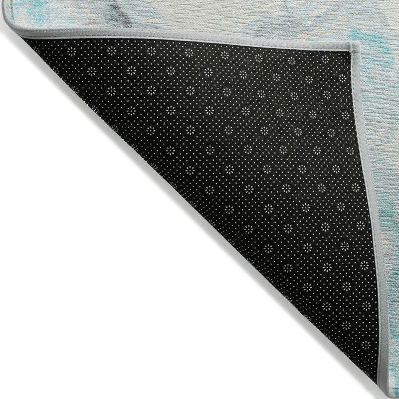 Tapis bleu sarcelle et argenté abstrait abstrait bleu sarcelle et argenté 9 pi x 12 pi Fagundes