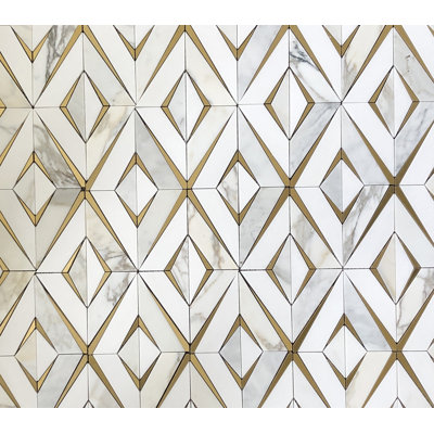 7.78" x 11.8" Marble Mosaic Wall & Floor Tile