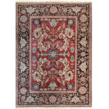 Coral Hand-Knotted Wool Arboreal Symmetry Geometric Modern Contemporary Carpet Rug