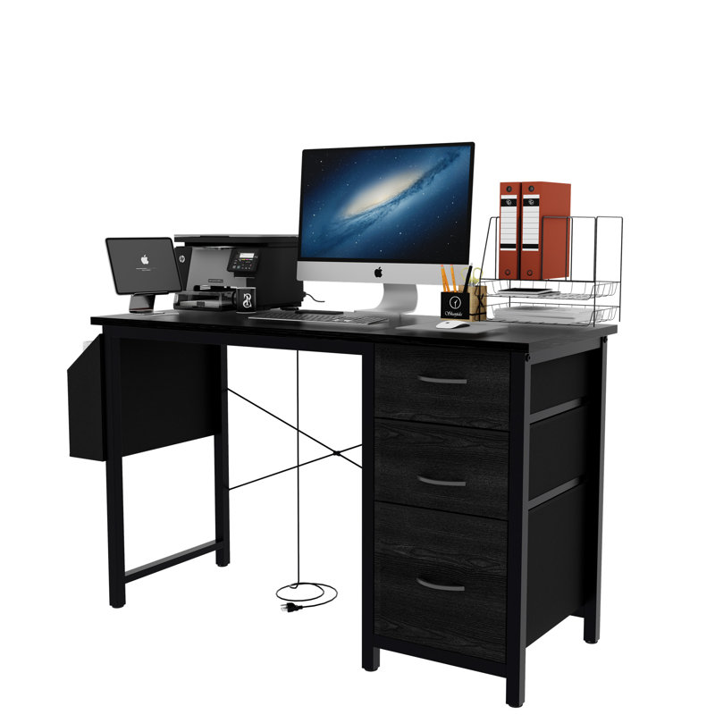Bureau de 47,3 po avec prise de courant (sans les chaises de bureau), Noir