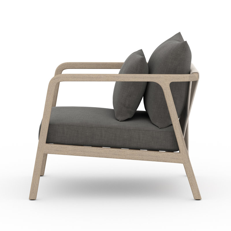 Numa Outdoor Teak Lounge Chair, Stone Gray, Gray