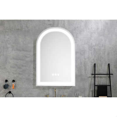 Miroir de salle de bain mural à DEL avec luminosité élevée et fonction anti-buée séparément
