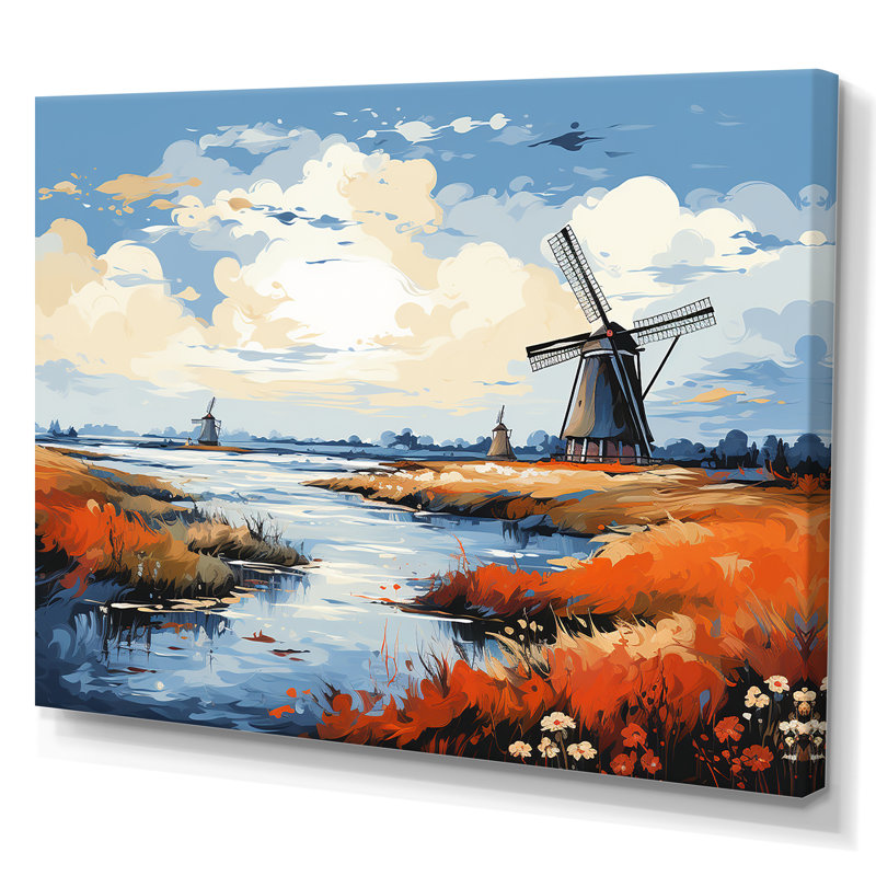 Holland Wind Turbine Meadows II - Wind Turbines, art mural, Toile tendue, H 12 po x l 20 po x P 1 po