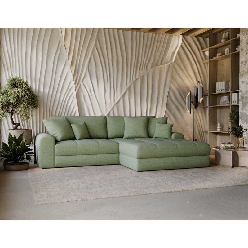 2 Seater Corner Sofa , Left Hand Facing, Green