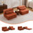 Compression Mahjong Sofa,Convertible Floor Sofa Bed,DIY Boneless Modular Sectional Sofa,No Assembly Required,Circle Fleece Fabric,Oversized 2 Seater With 2 Pillows,Orange-873642194