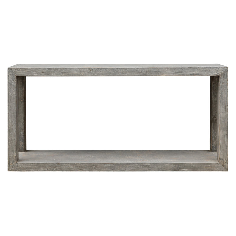 Lily's Living Versatile Large Peking Grand Framed Console Table, Weathered White Wash Finish, 67 Inch Long, Gray Wash