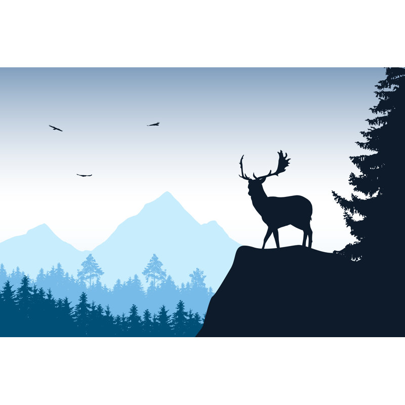 Deer Standing On Rock by FORGEM - Wrapped Canvas Print, 30cm H x 46cm W