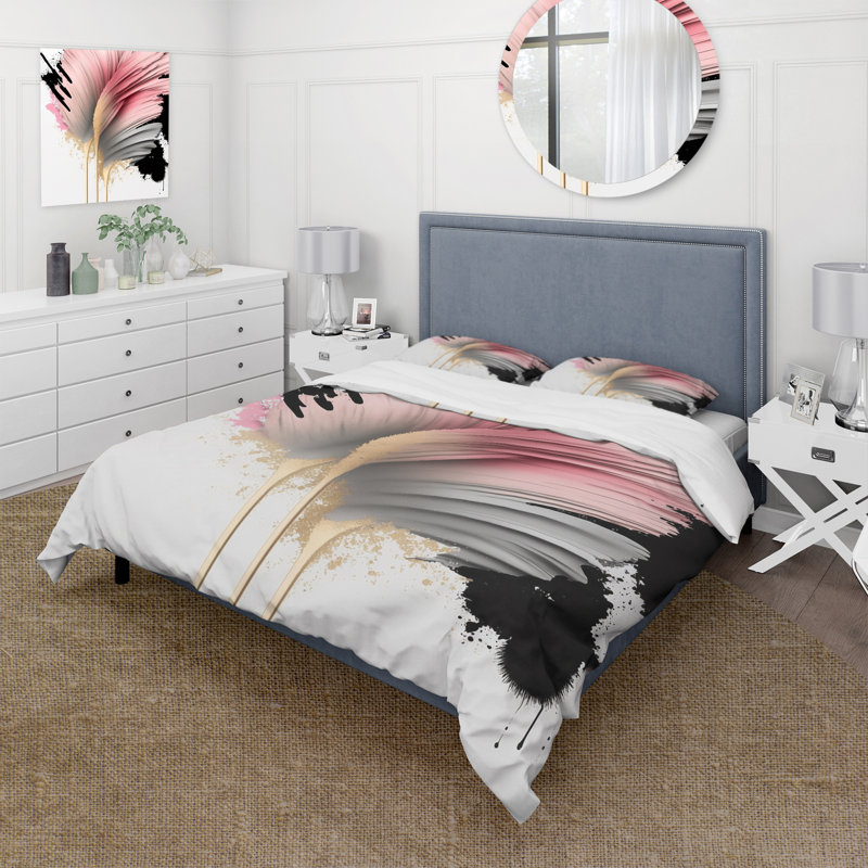 Ensemble de housse de couette en microfibre / polyester rose Gerbera, Housse de couette simple + 1 taie décorative stan