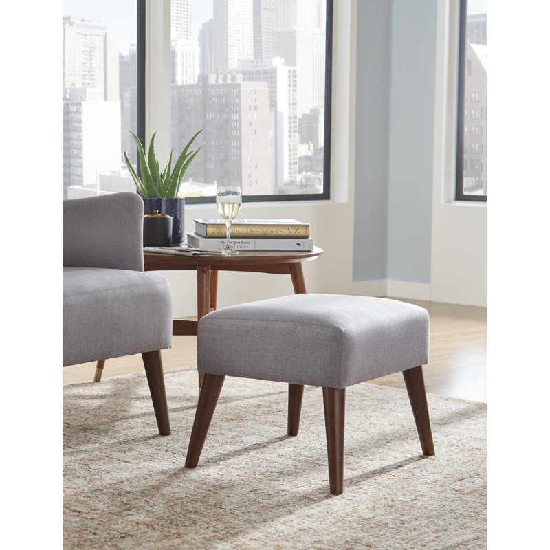 Piersten Upholstered Ottoman, Gray Polyester