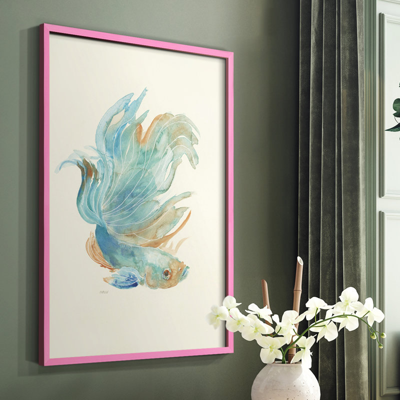 Betta I, reproduction encadrée - bois massif, Rose, H 10 po x l 8 po