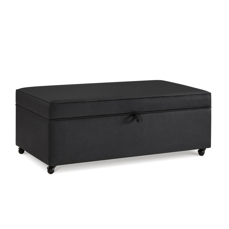 Multi-Functional Storage Ottoman, Black Faux Leather