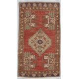 Vintage Circa 1940 Red Turkish Yastik Handwoven Rug 1'7 X 2'11