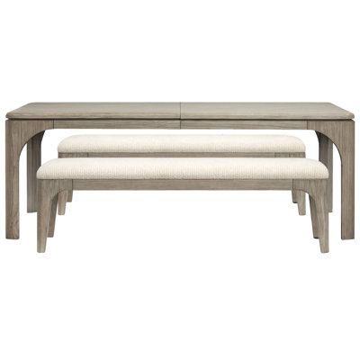 Extendable Rectangular Dining Table With 2 Benches