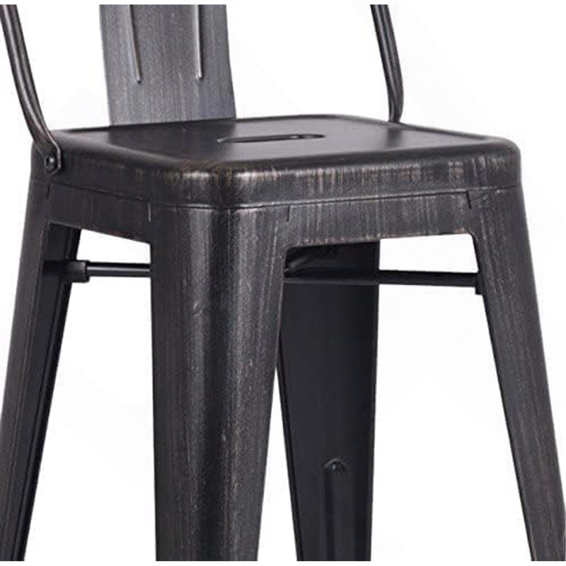 Tabouret de bar 24 po en métal de style rustique rustique avec dossier, tabouret de bar de cuisine, construction légère et robuste, ensemble de 4
