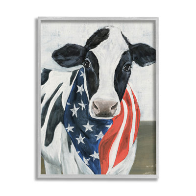 " Farm Cow American Flag Animal " by Annie Warren