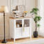 Armoire de rangement avec portes en verre Grande armoire-buffet 55 po avec rangement, table de rangement multifonctionnelle pour la salle à manger