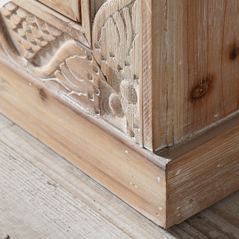 Solid Wood Aged Style Storage Cabinet Bookcase