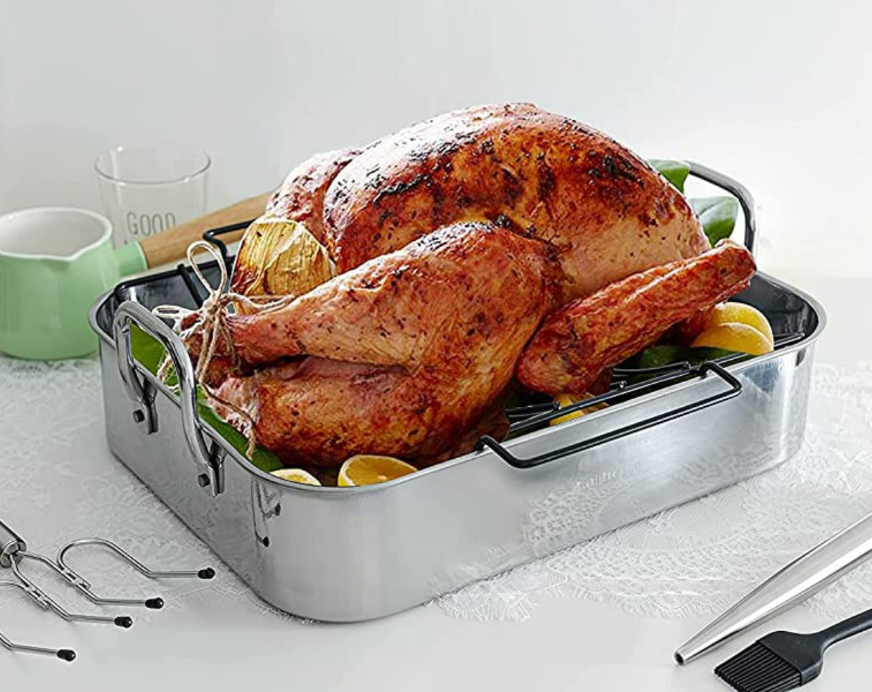 Nonstick Roasting Pan With Rack - Perfect For Turkey, Chicken, And