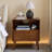Mid-Century Modern Fluted Nightstand with Charging Station – 2-Outlet & 2-USB Bedside Table with Drawer & Open Shelf, Solid Wood Legs, Walnut Finish