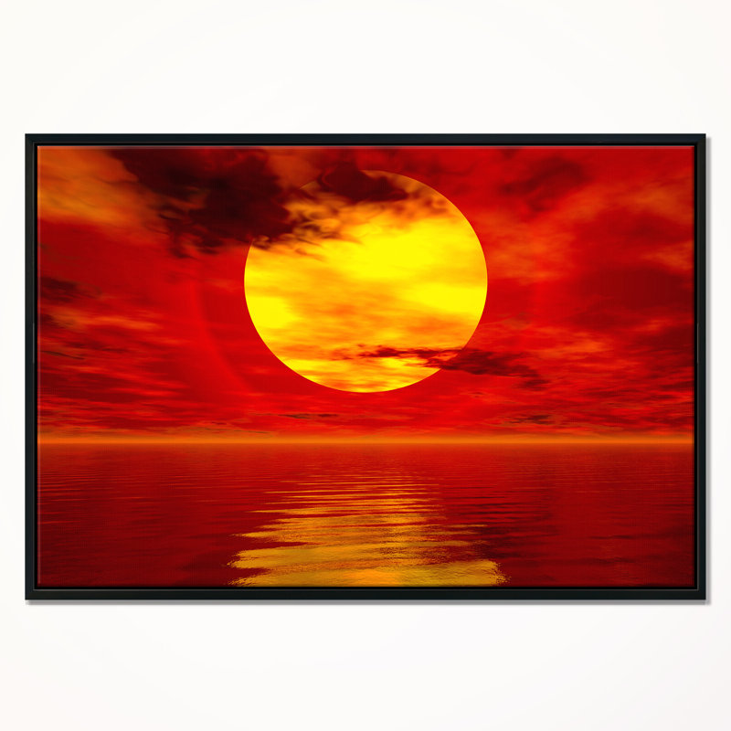 «Golden Sun Sink» - reproduction, H 12 po x l 20 po x P 1 po, Cadre noir