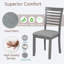 Ensemble de 4 chaises d'appoint rembourrées gris neutre, structure en bois d'hévéa pour salle à manger, style classique
