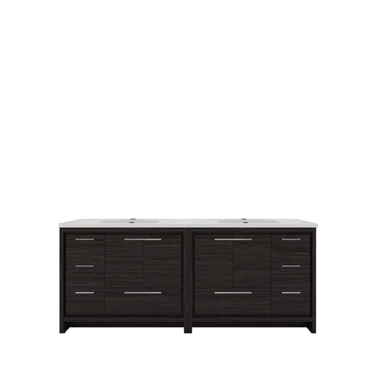 84" Double Sink Bathroom Vanity Set, Dark Gray