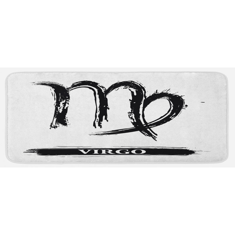 Tapis de cuisine «Virgo» avec motif monochrome noir et blanc imprimé zodiaque