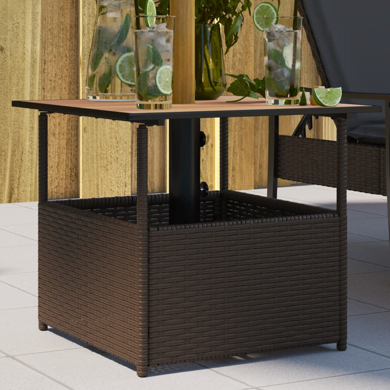 Square Metal Outdoor Coffee Table With Umbrella Hole , 55cm cm W 55cm cm D