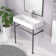 32"L*17"W White Ceramic Rectangular Single Faucet Hole Console Bathroom Sink with Overflow