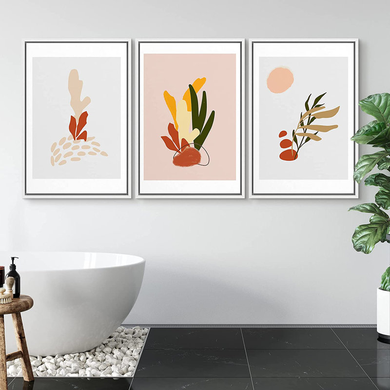 "Bright Abstract Shapes", 3 pièces, cadre flottant, impression sur toile, H 36 po x l 72 po x P 1,5 po