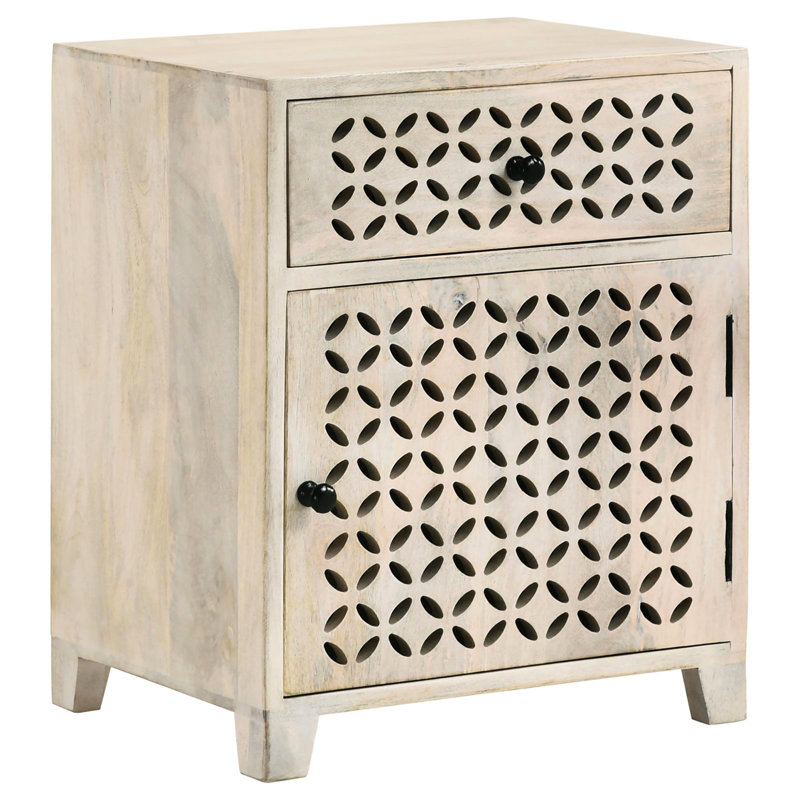 Armoire d'appoint Coastal Whitewash avec tiroir pour bois de manguier et finition