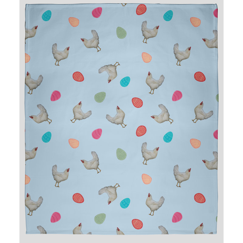 Bianco Chickens and Eggs Blanket, W76 x L101cm, Blue