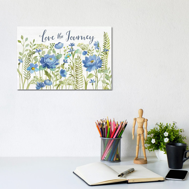 «Botanical Blue II» par Silvia Vassileva - impression d'art graphique, Pas de tapis, Toile tendue