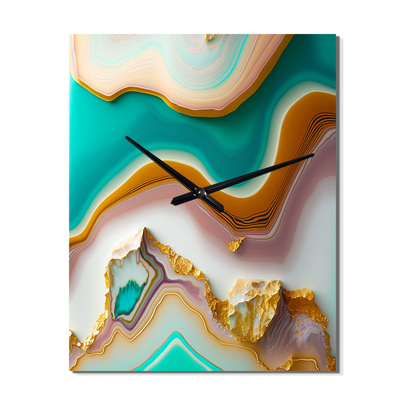 Horloge murale surdimensionnée liquide Blue Harmony Agate III - formes abstraites, Petit
