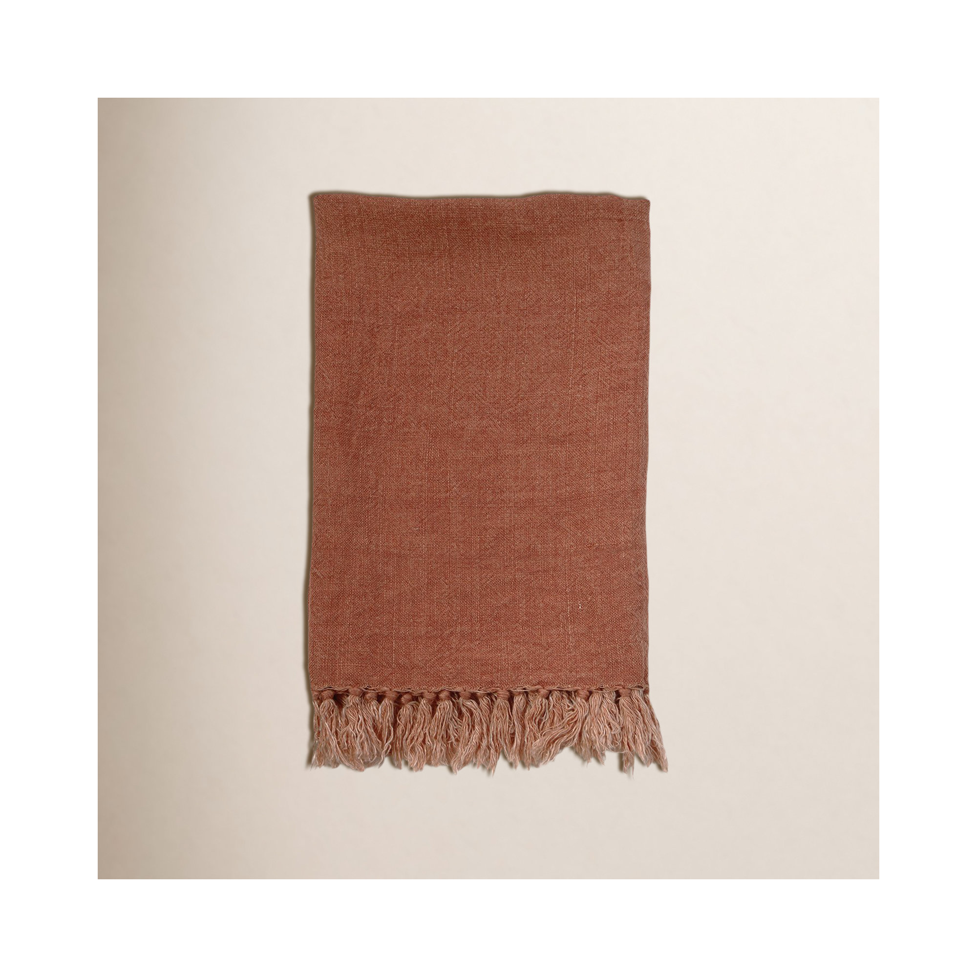 Montauk Linen Hand Woven Throw Blanket, 90" W x 90" L, Terra Cotta