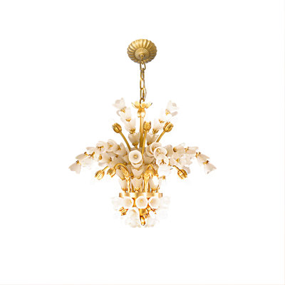 Glass Petal Chandelier, Vintage Floral Lamp, Art Lighting for Cozy Living Room, Bedroom & Dining Room