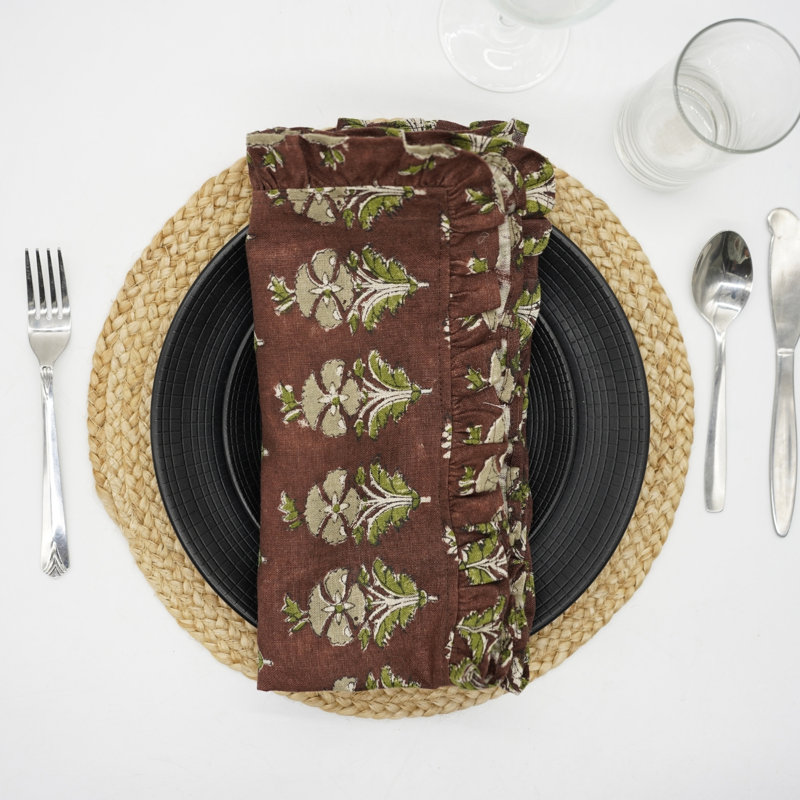 Ensemble de 14 serviettes décoratives Fab Divine à volants 18 po x 18 po, parfait pour une salle à manger élégante