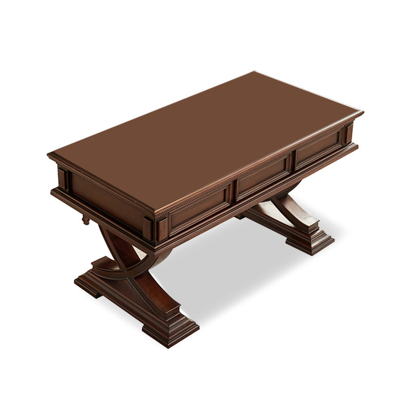 Bureau en bois massif American Classic: cadre en X et tiroirs de rangement