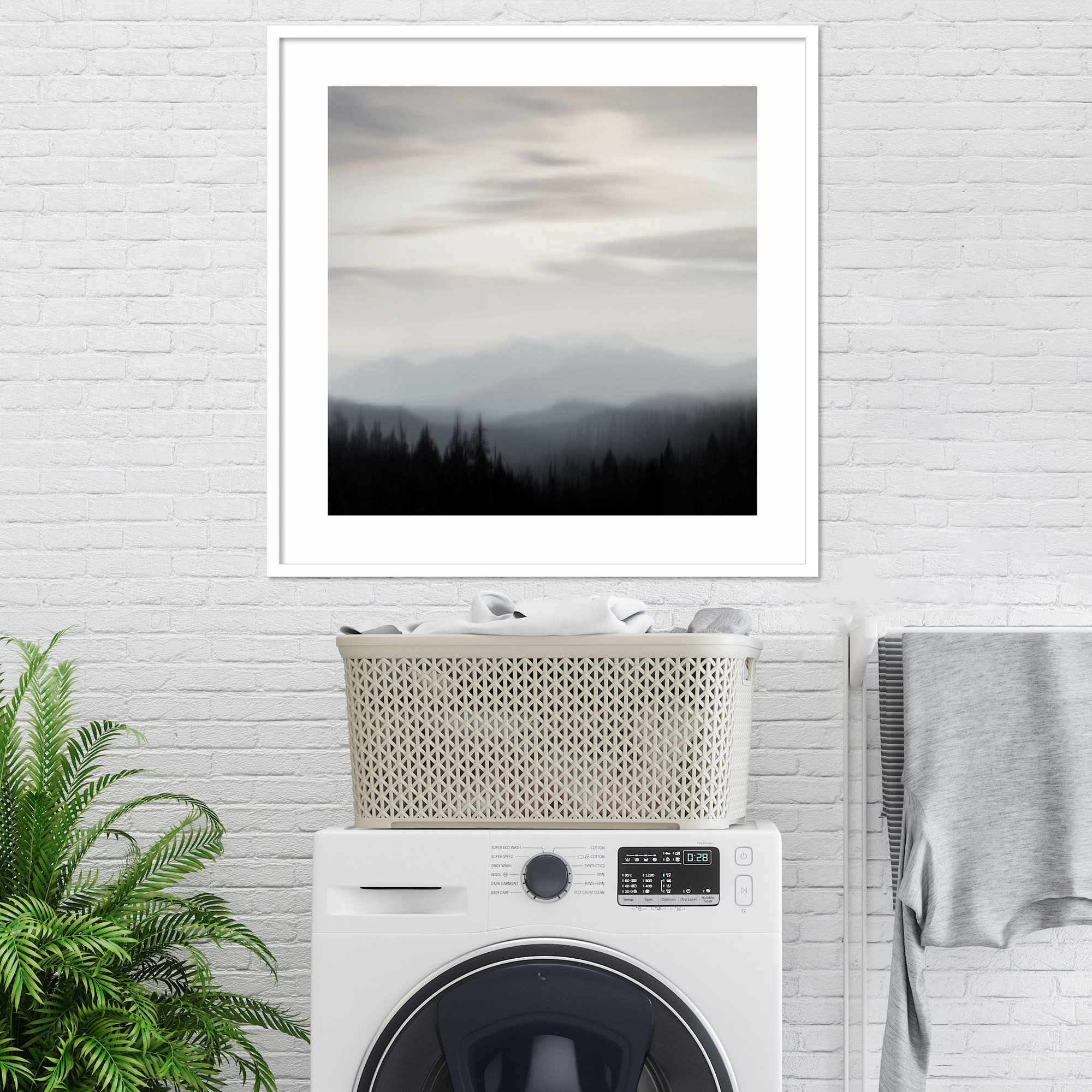 Mountain Vista II by Madeline Clark, 33.12" H x 33.12" W x 0.88" D, White Framed Paper