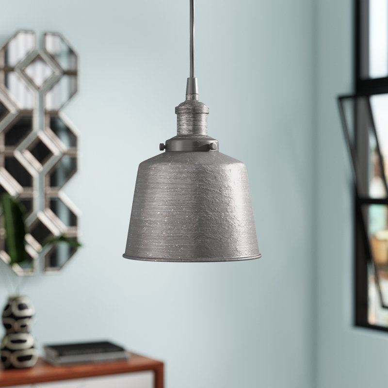 Luminaire suspendu 1 lumière à une cloche, Fer naturel / fer rétro